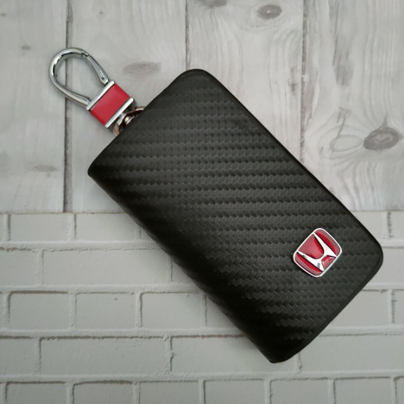 Dompet kulit stnk mobil model hitam karbon logo