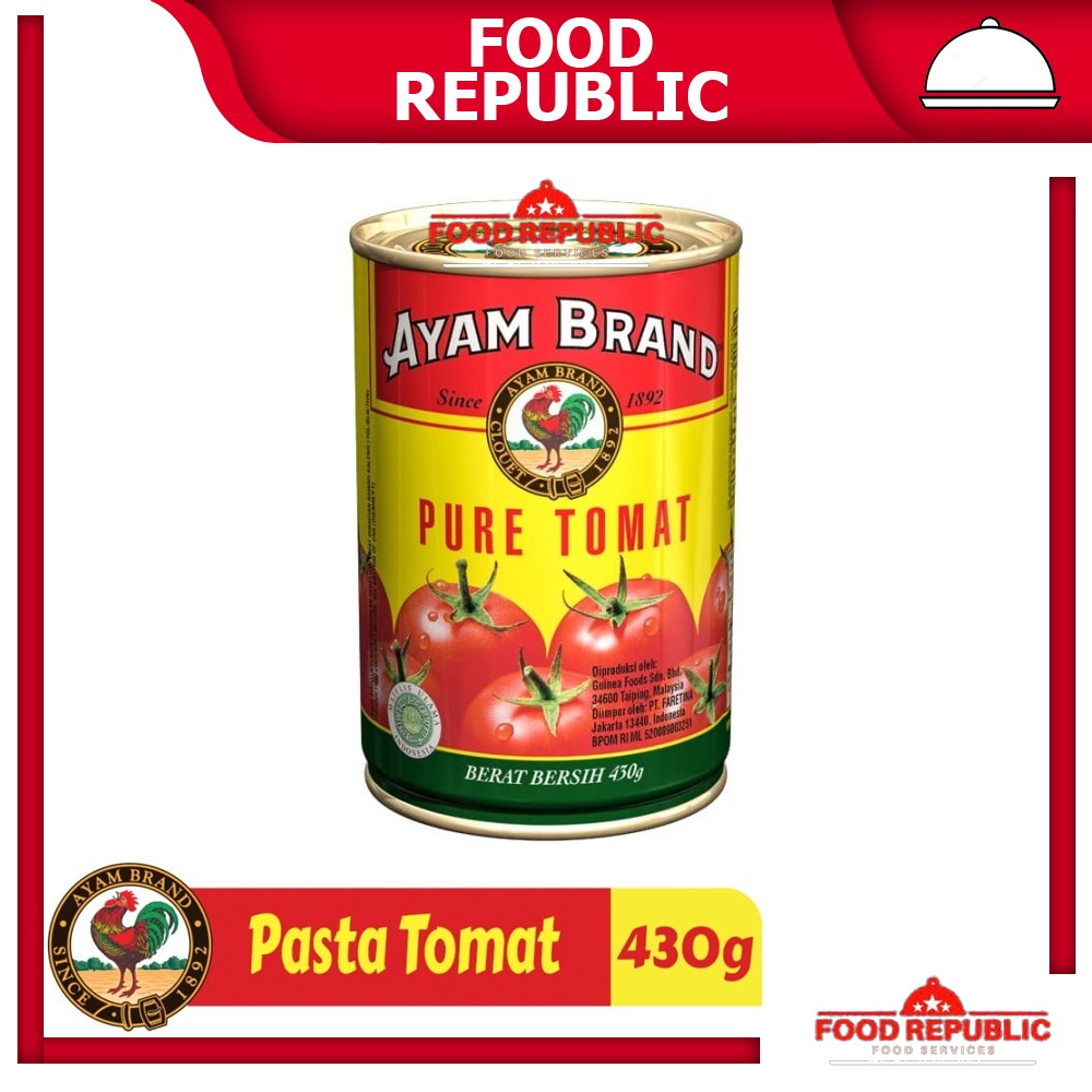 AYAM BRAND TOMATO PUREE 430 GR PASTA TOMAT KALENG HALAL NO MSG TANPA PENGAWET