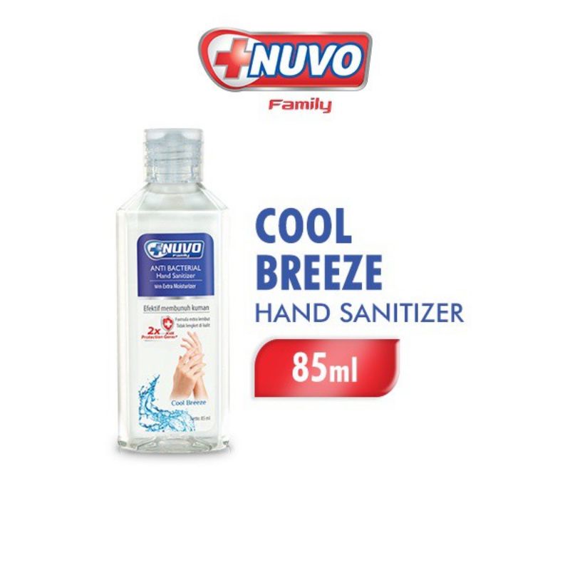 NUVO Hand Sanitizer Biru Cool Breeze Botol 85ml Hand Sanitizer 85 ml Anti Bacterial Biru