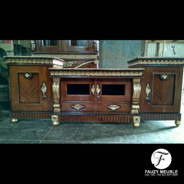 Bofet Tv Jati , Meja Tv Ukir , Bofet 4 Pintu Mebel Jepara