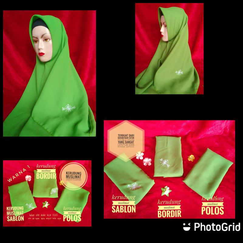 Kerudung muslimat bahan siffon double hicon termurah