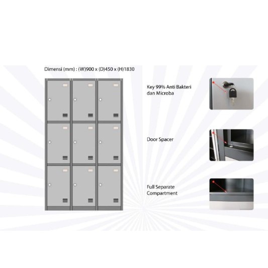 Locker Besi 9 pintu
