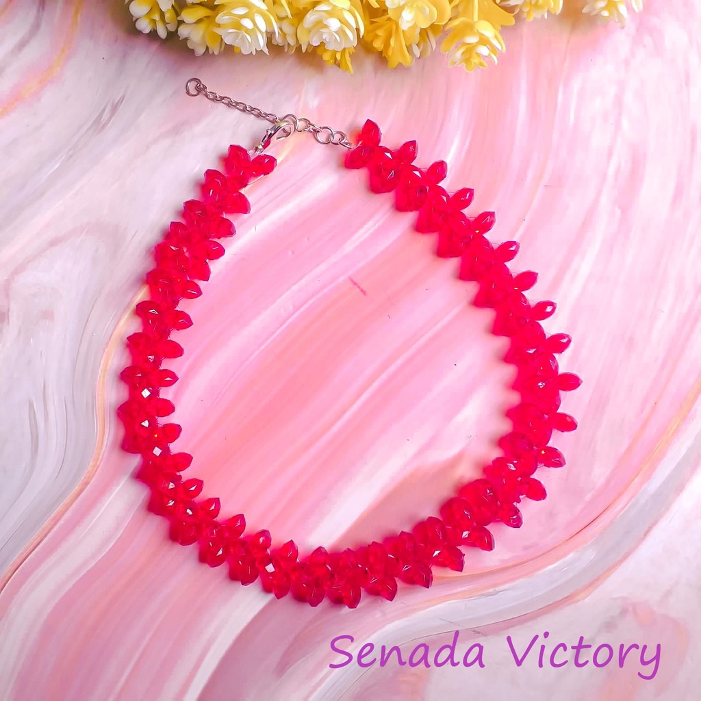 Senada Victory Kalung Choker Kristal Aura Kalung Choker Elegant Aksesoris Wanita SK043