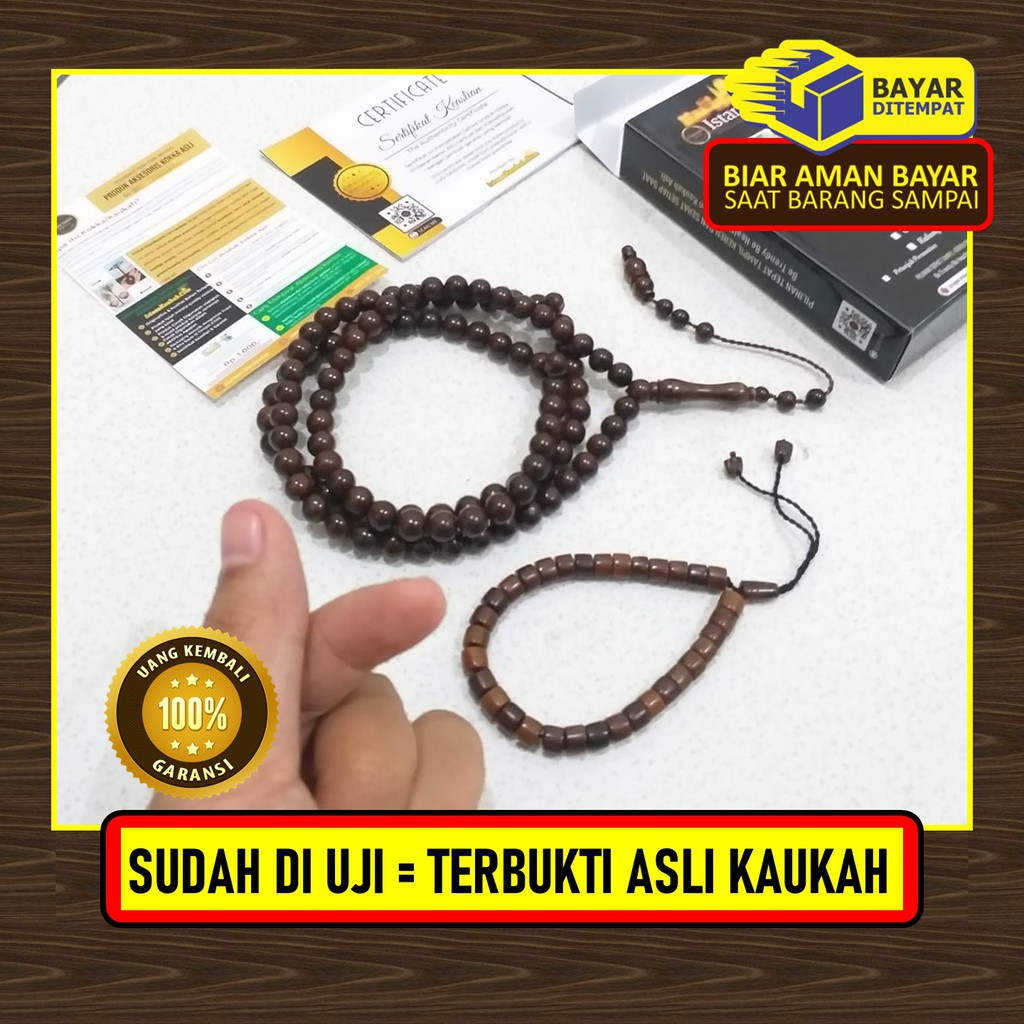 TERBUKTI, TASBIH KAUKAH 100 BIJI HITAM, TASBIH KAUKAH 7 5MM Istana Kaukah Asli