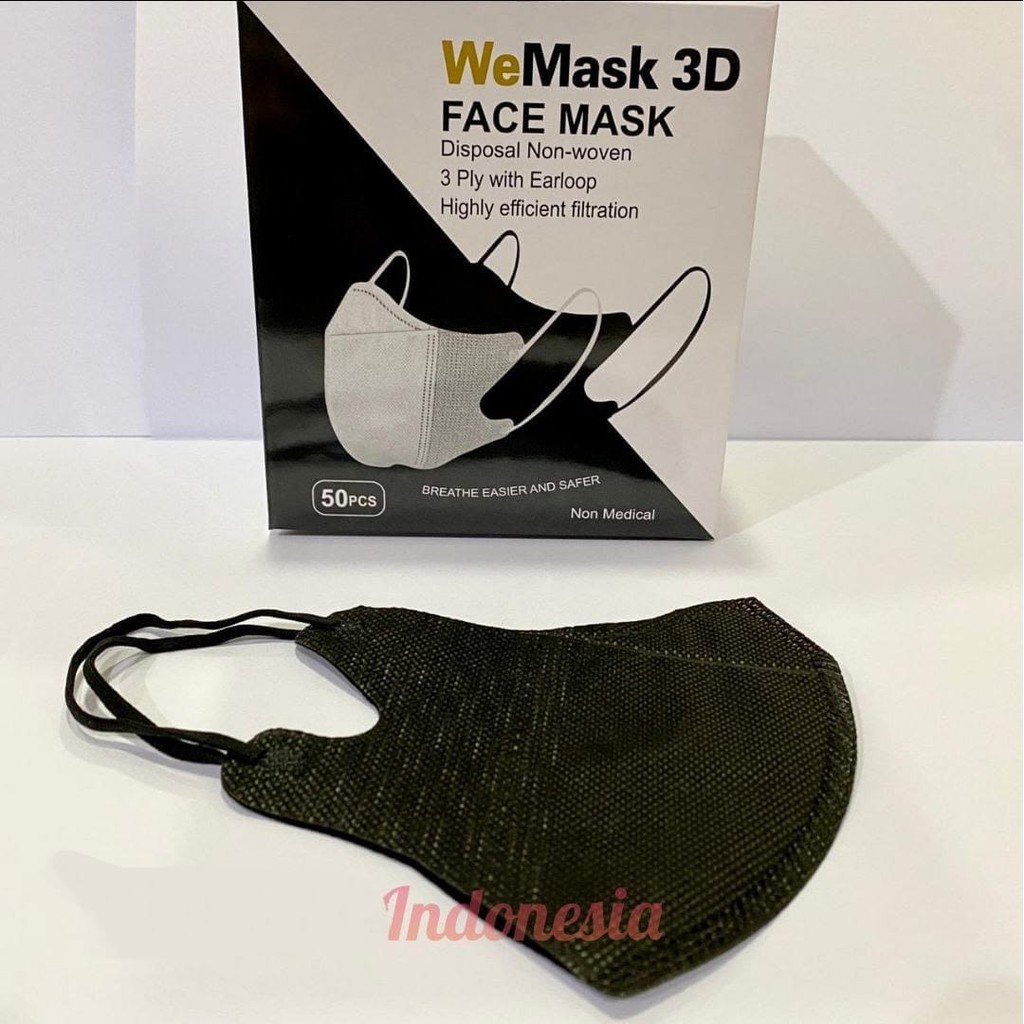 WE MASK / FACE MASK / DUCKBILL / 50PCS / HITAM / PUTIH