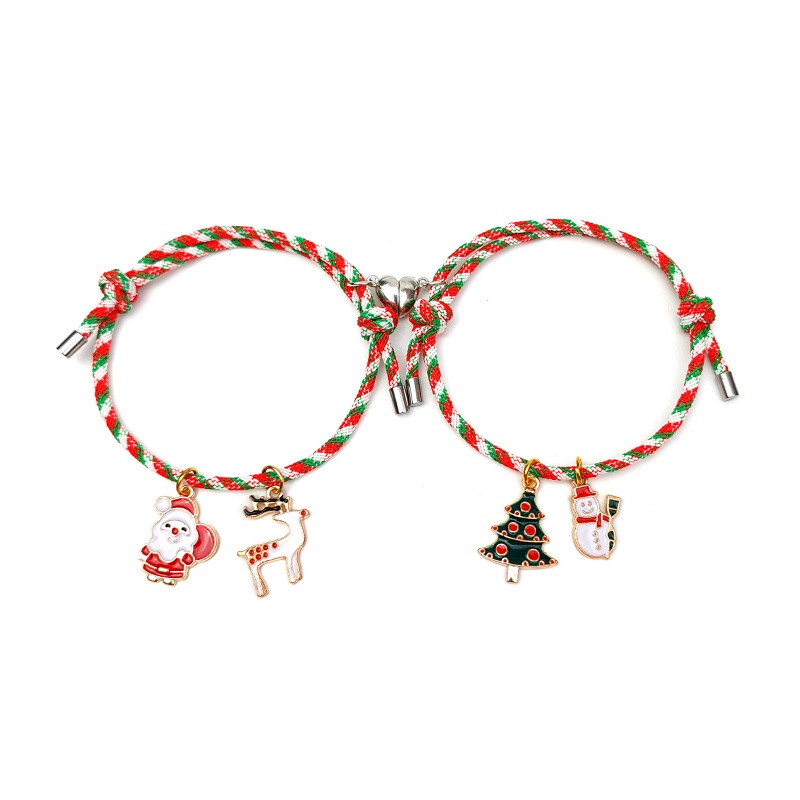 2 Pcs Beberapa Magnet Gelang Menarik Santa Claus Kreatif Adjustable Pesona Gelang Cinta Hadiah Natal