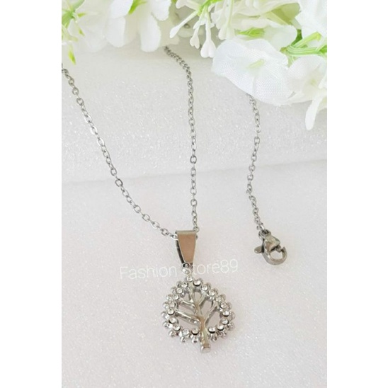 Kalung Modrl Pohon Full permata zircon titanium gold silver antikarat bestquality import