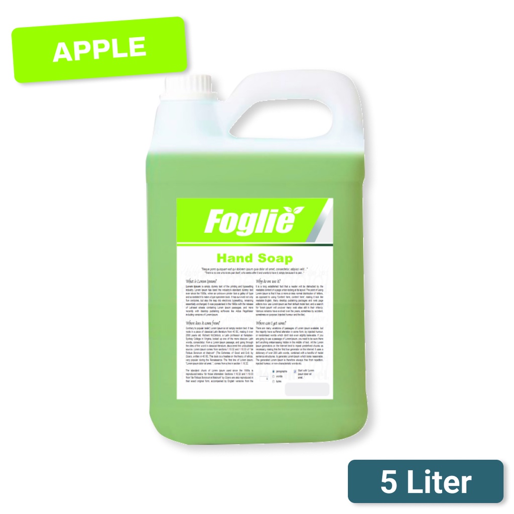 Sabun Cuci Tangan Cair Foglie | Handsoap  Antiseptik Antibacterial Hand Soap 5 Liter