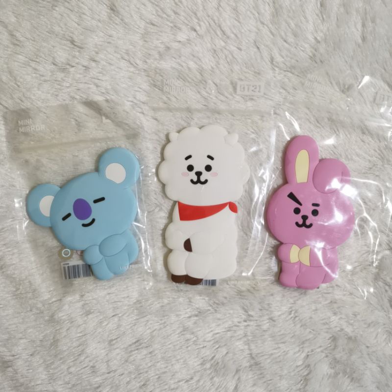 READY STOCK BT21 SILICONE MINI HAND MIRROR OFFICIAL LINE FRIENDS - KOYA RJ COOKY