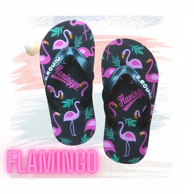 ( BISA COD ) SANDAL JEPIT SENDAL SPON TERBARU MOTIF FLAMINGO LUCU IMUT BISA GROSIR