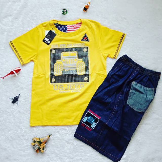 Murah meriah baju anak, Stelan Anak Keren dan Bagus warna kuning ukuran 16 Hugo Boss