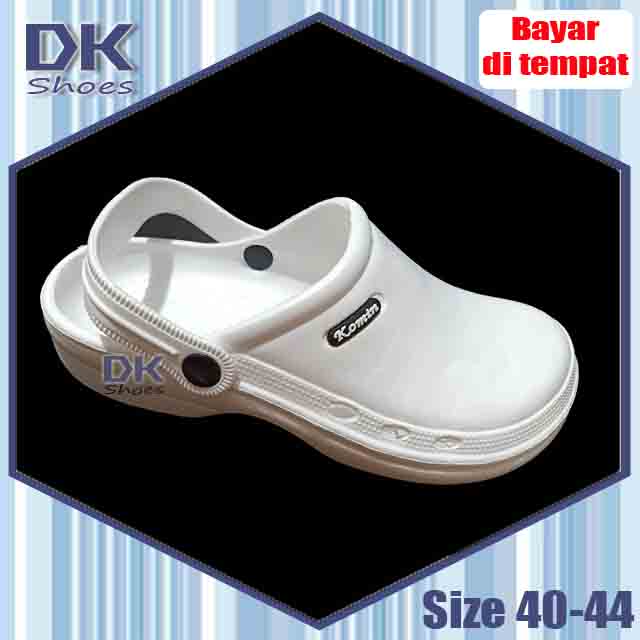 DK Shoes - Komin BAIM 36-44 Putih / Sandal Selop Bakpao Laki Murah / sepatu perawat / Sandal PVC / Sandal bidan / dokter