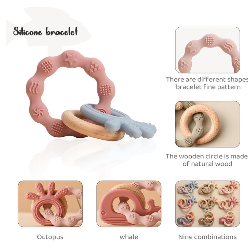 Crumbl Silicone Teether Ring - Silikon Beads Teething Toy - Mainan Gigitan Anak Bayi Soother