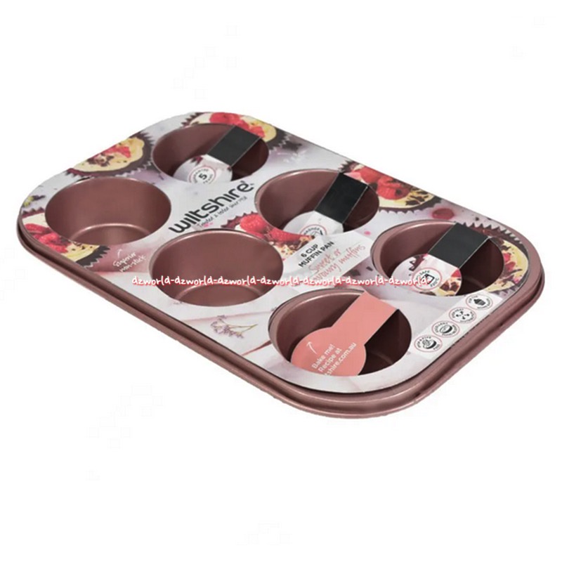 Wiltshire 6 Cup Muffin Pan Tray Bulat Loyang Kue Tempat Bakar Panggang Cup Cake Adonan Kue Anti lengket Capcake Rose Gold Wilt Shire