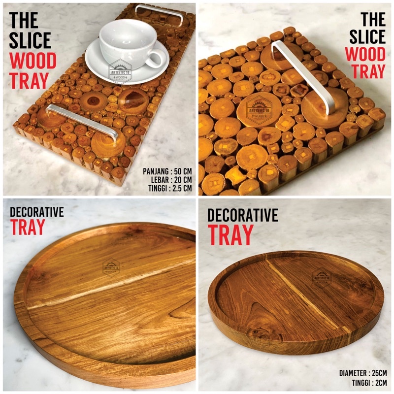 ARTISTIC18 TRAY WOOD SLICE SOLID AESTHETIC NAMPAN KAYU TRAY KAYU NAMPAN BULAT