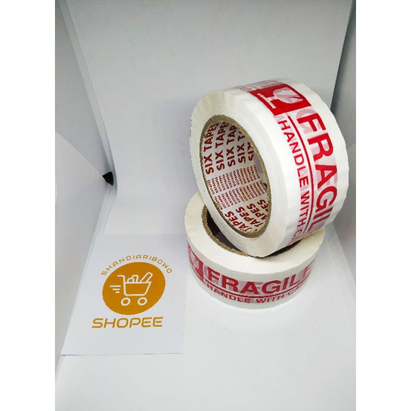 LAKBAN FRAGILE PUTIH / JANGAN DIBANTING SIZE 48MM x 80M