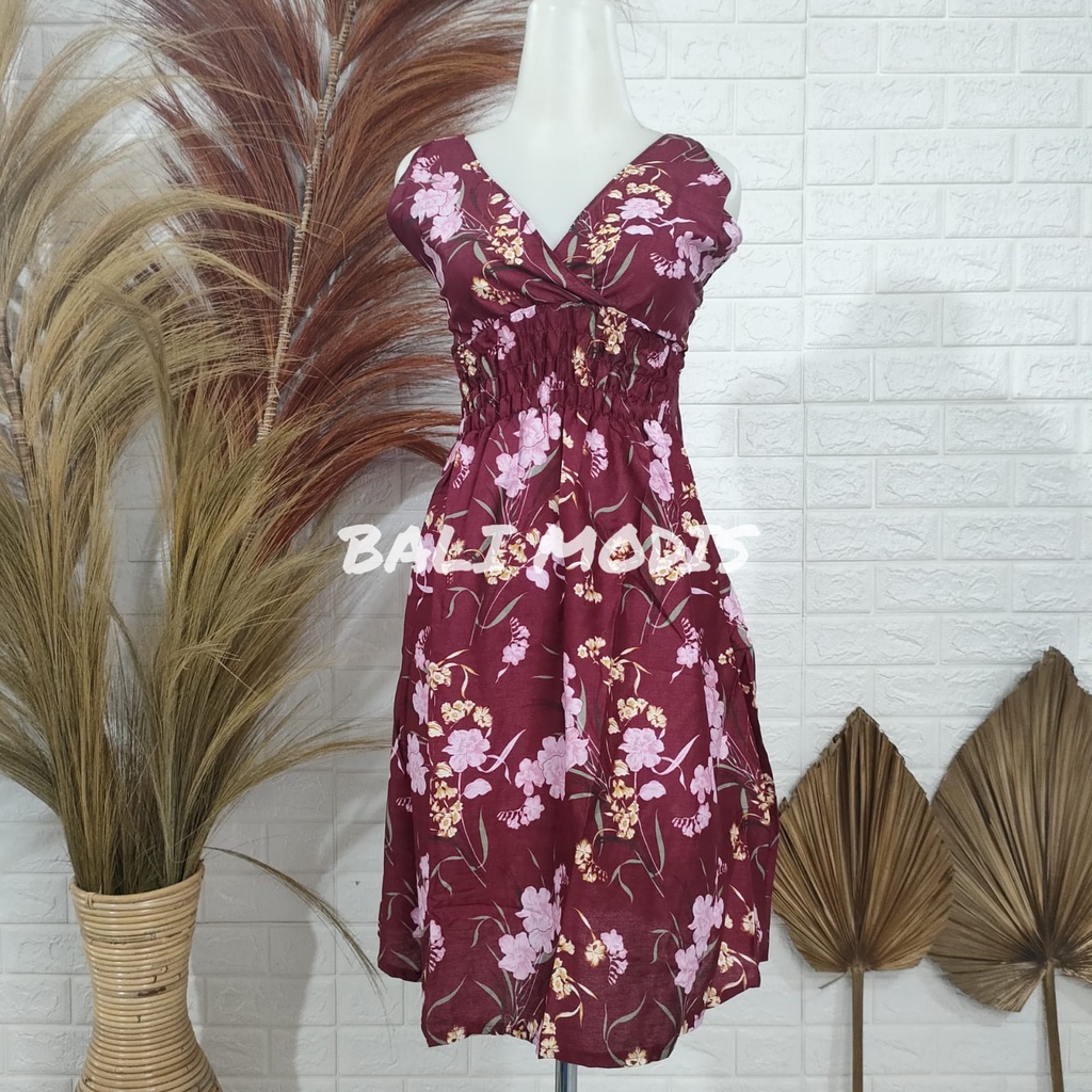 DASTER DRESS MOZA TANGGUNG BALI-MAROON TERATAI