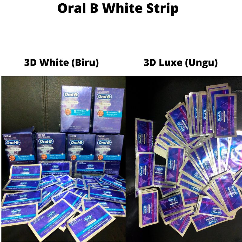 Whitestrip Oral B 3D white strip Luxe, Sensitive, Pemutih Gigi oral B Biru Ungu