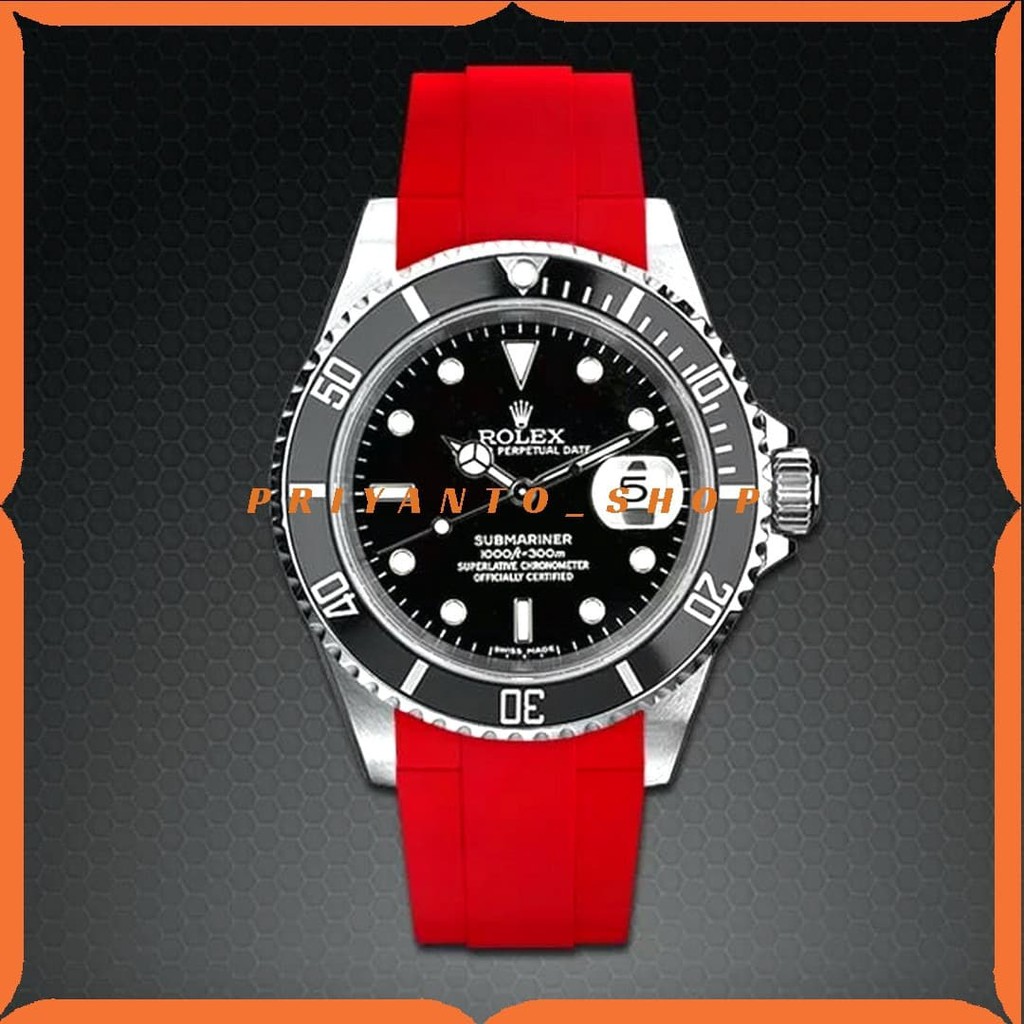 Tali Jam Tangan Rolex 20mm Strap Rubber watch Rolex 20mm Free Buckle