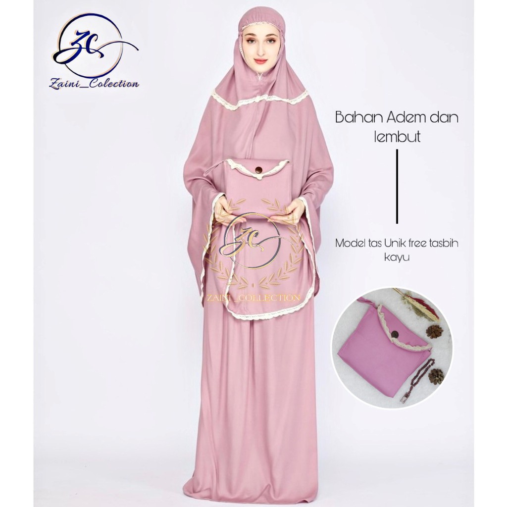 Mukena Dewasa Bali Katun Renda Rayon Polos Bahan Adem /Zaini Collection