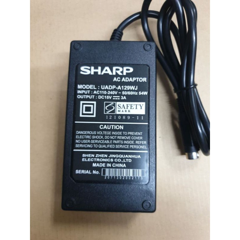 Adaptor TV Sharp UADP A129WJ DC IN 15V 3A