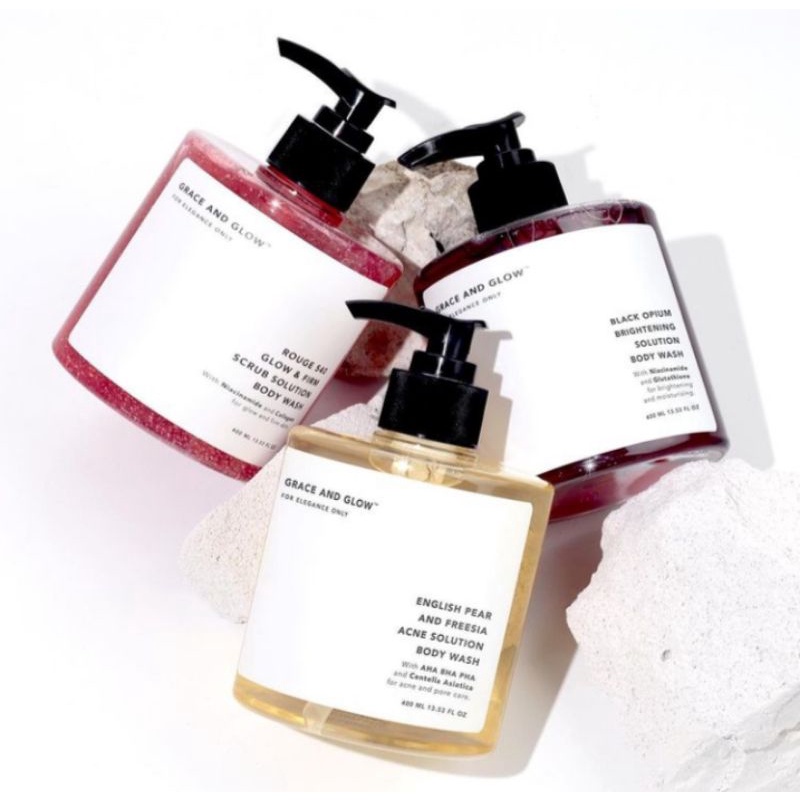 GRACE AND GLOW // GRACE & GLOW BODY WASH // SHAMPO // BODY SERUM // HAIR MIST