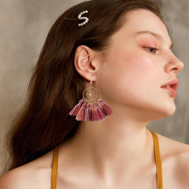 Fashion Dreamcatcher anting-anting wanita Bohemian ethnic style elegan rumbai anting-anting panjang