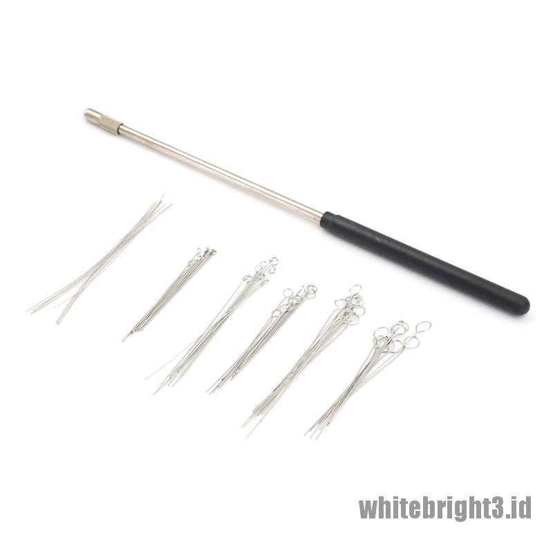 ❤White3 Warna Putih❤ Tongkat Inokulasi Inokulasi Mikrobiologi &amp; 10 Jarum Nichrome Wire