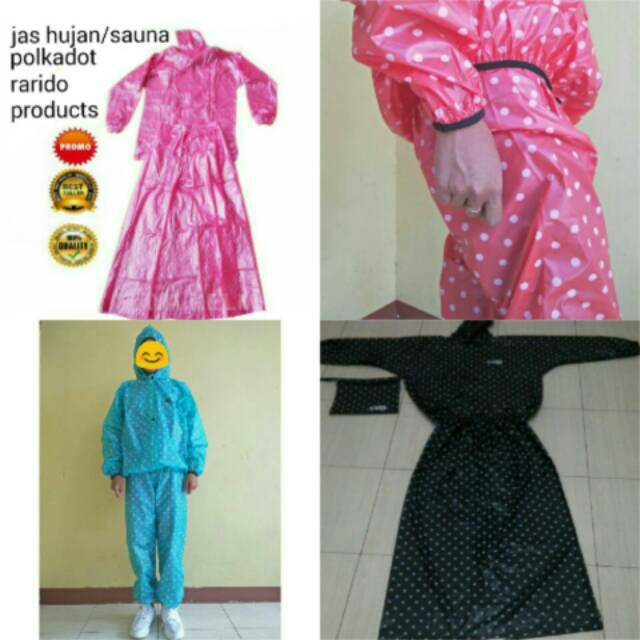 Promo... jas hujan jaket rok dan jaket celana polkadot multi sauna suit olahraga joging mantel hujan