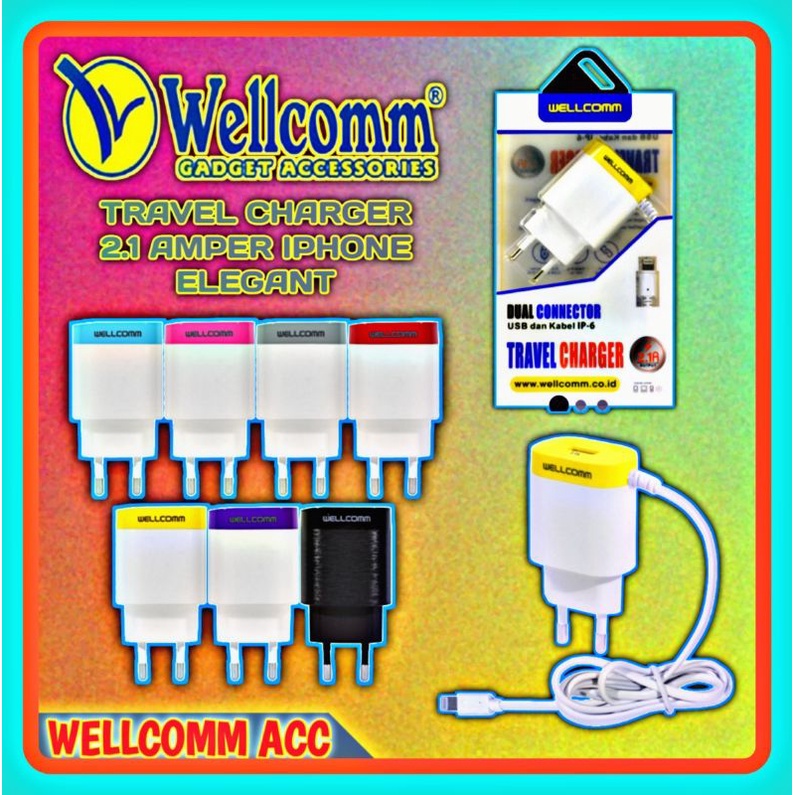 TRAVEL CHARGER 2.1 AMPER IPHONE ELEGANT WELLCOMM