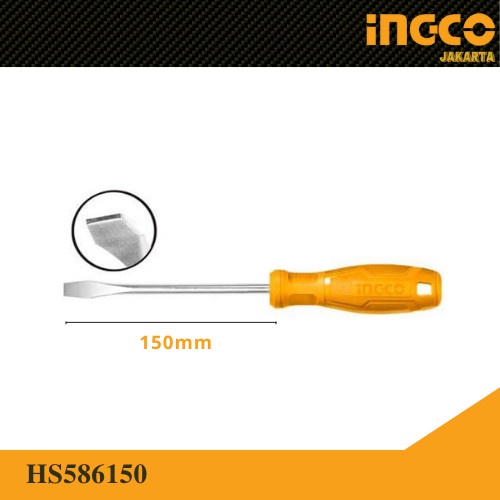 Obeng Minus Gagang Fiber (6&quot;/150mm) Slotted Screwdriver INGCO HS586150