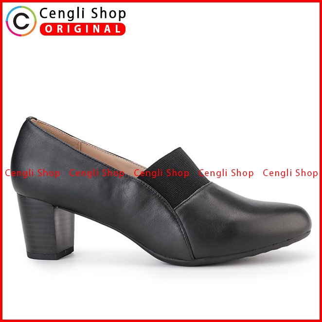 SEPATU HEEL KULIT OBERMAIN HEELS WANITA ORIGINAL BRANDED HITAM OW16