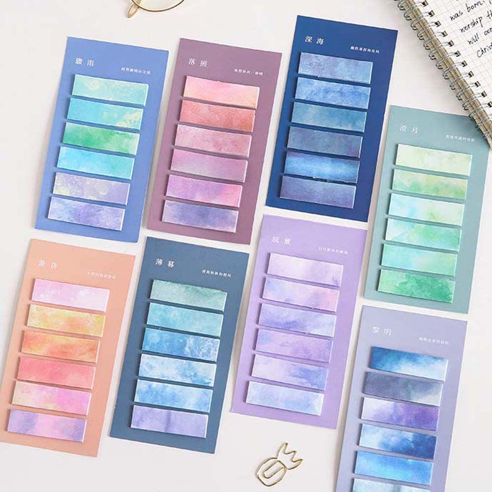 [Elegan] Gradient Index Portable Kawaii Notepad Bookmark To Do List Kertas Perlengkapan Kantor Sekolah Tangan Akun Notes Memo Pad