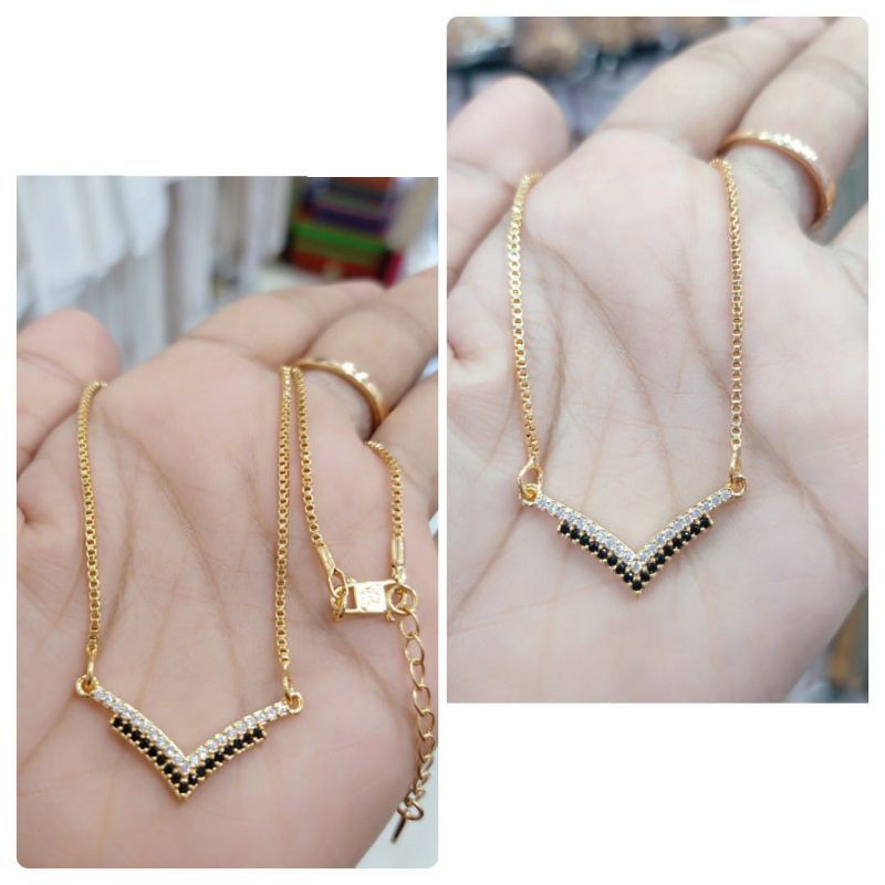 Kalung Titanium Fuji Aurel/Kalung Titanium Wanita Permata/Kalung Mutiara Emas/Kalung Motif/Kalung Xuping Liontin love