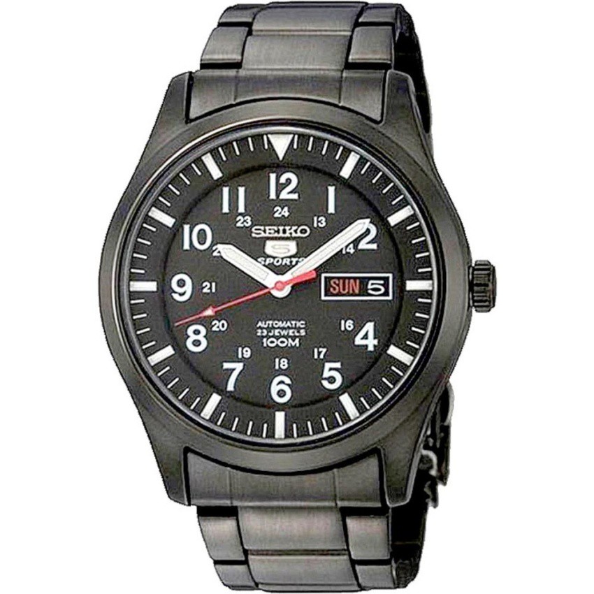 SEIKO 5 Automatic Military - Jam Tangan Pria - Hitam - Stainless Steel - 71GZNS