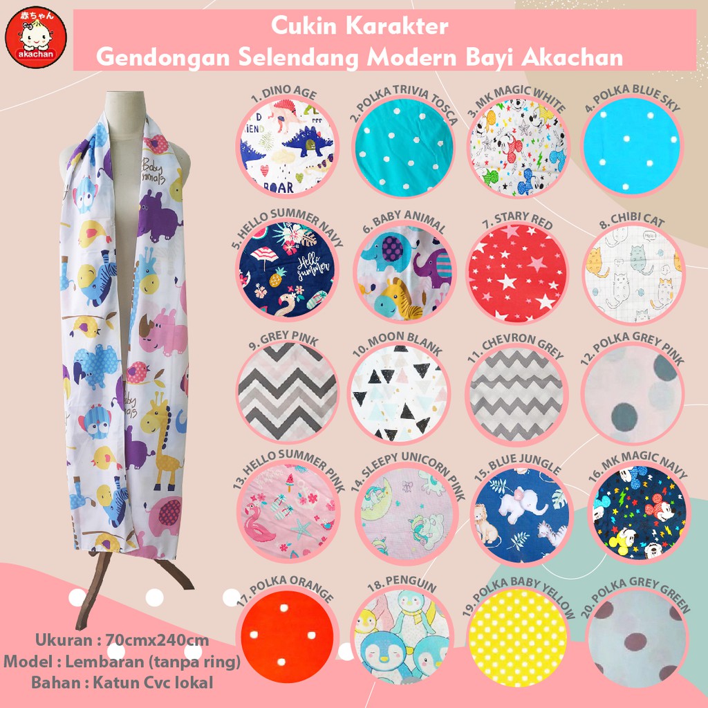 PO Cukin Normal Akachan Preorder Gendongan Selendang jarit bayi moderen modern