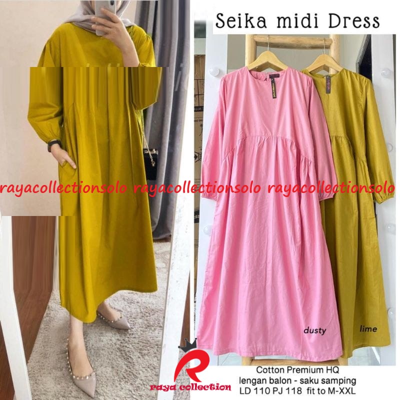 seika midi dres maritza/ tunik midi / dress seika katun jumbo