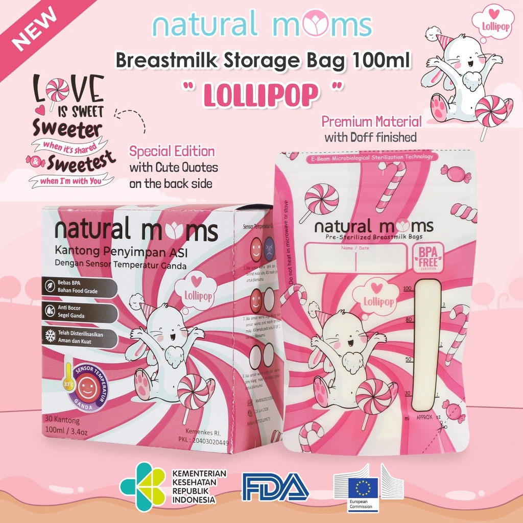 Kantong Asi Natural Moms Kantung Asi Breast Milk Bag 100ml 120ml Thermal Sensor (30pcs)