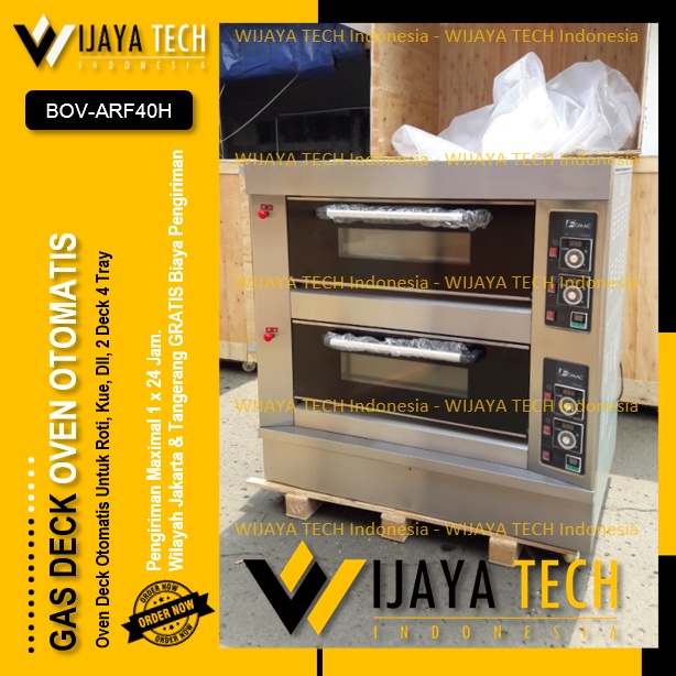 Gas Deck Oven Otomatis 2 Deck 4 Tray FOMAC BOV-ARF40H Oven Roti Otomatis 2 Tingkat 4 Loyang