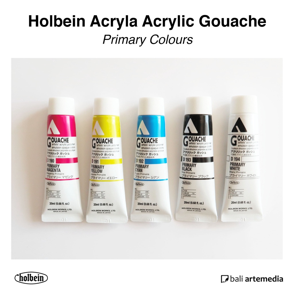 Holbein Acryla PRIMARY Acrylic Gouache Paint 20ml