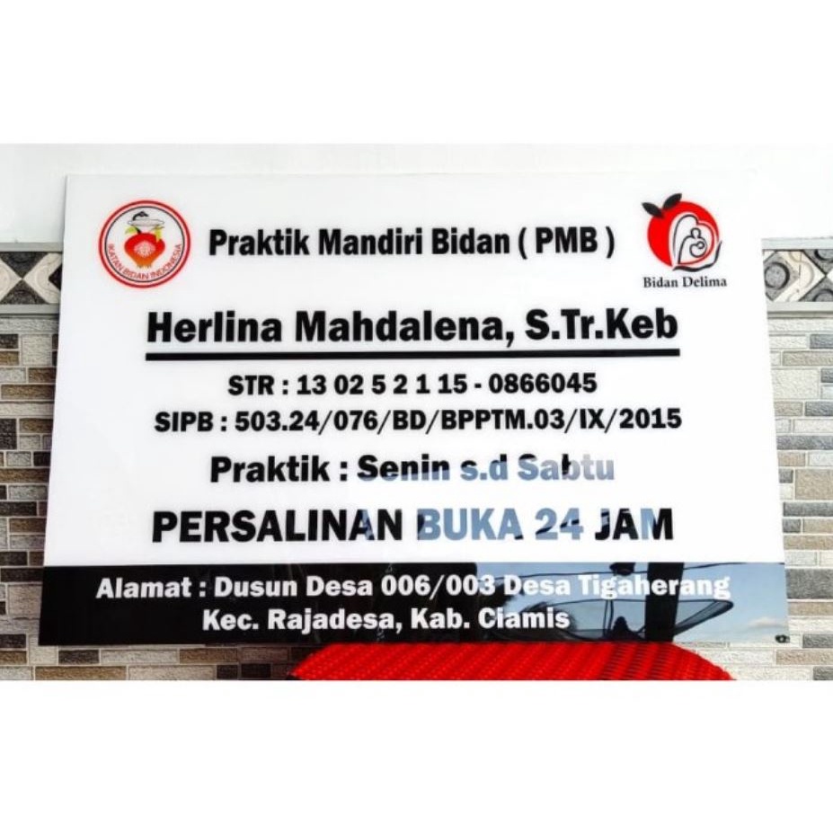 

Papan Praktek Apoteker, Dokter, Bidan , Perawat, Dll| Custom| untuk Indor, Outdor (BAHAN AKRILIK)