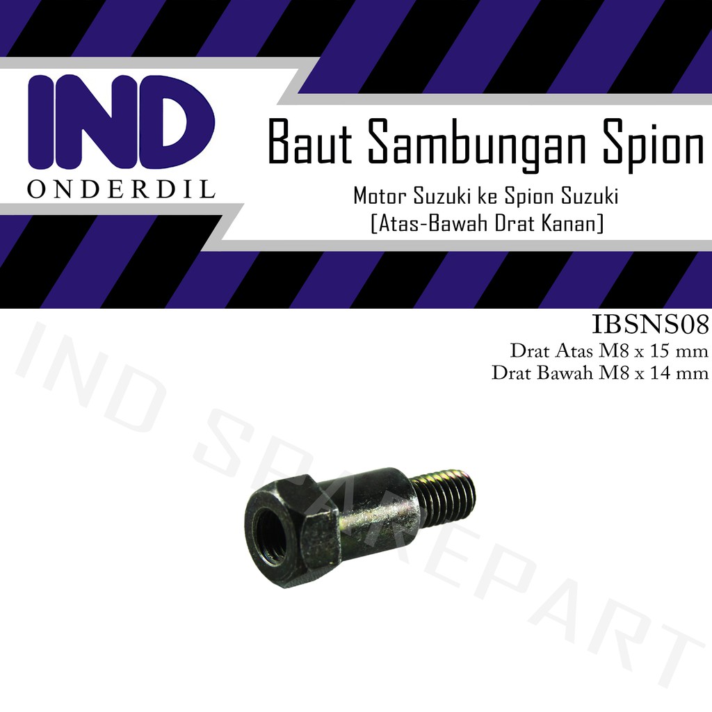 Baut-Baud Sambungan-Peninggi Spion Baut 12-M8 Drat Kanan Motor Suzuki