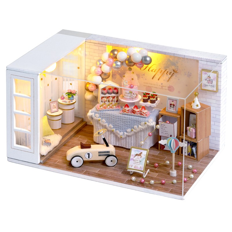 Cutebee Diy Dollhouse Miniatur Rumah Rumahan  Furnitur 