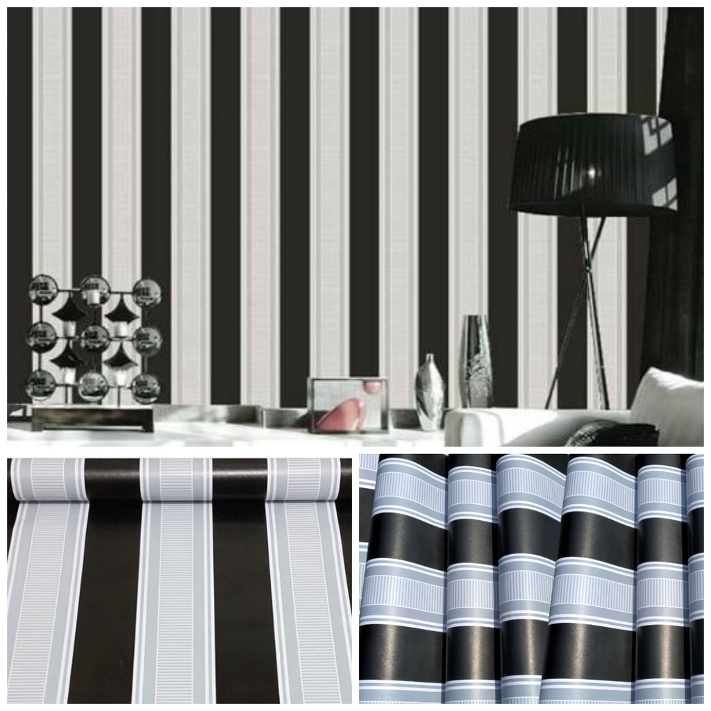 Walpaper Dinding Wallpaper Stiker Dinding / Wallpaper Ruang Tamu Aesthetic / Wallstiker Dinding Best Seller Motif Garis Hitam GH111