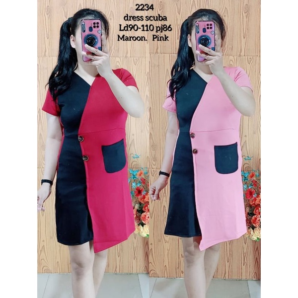 dress 2234 scuba kombinasi