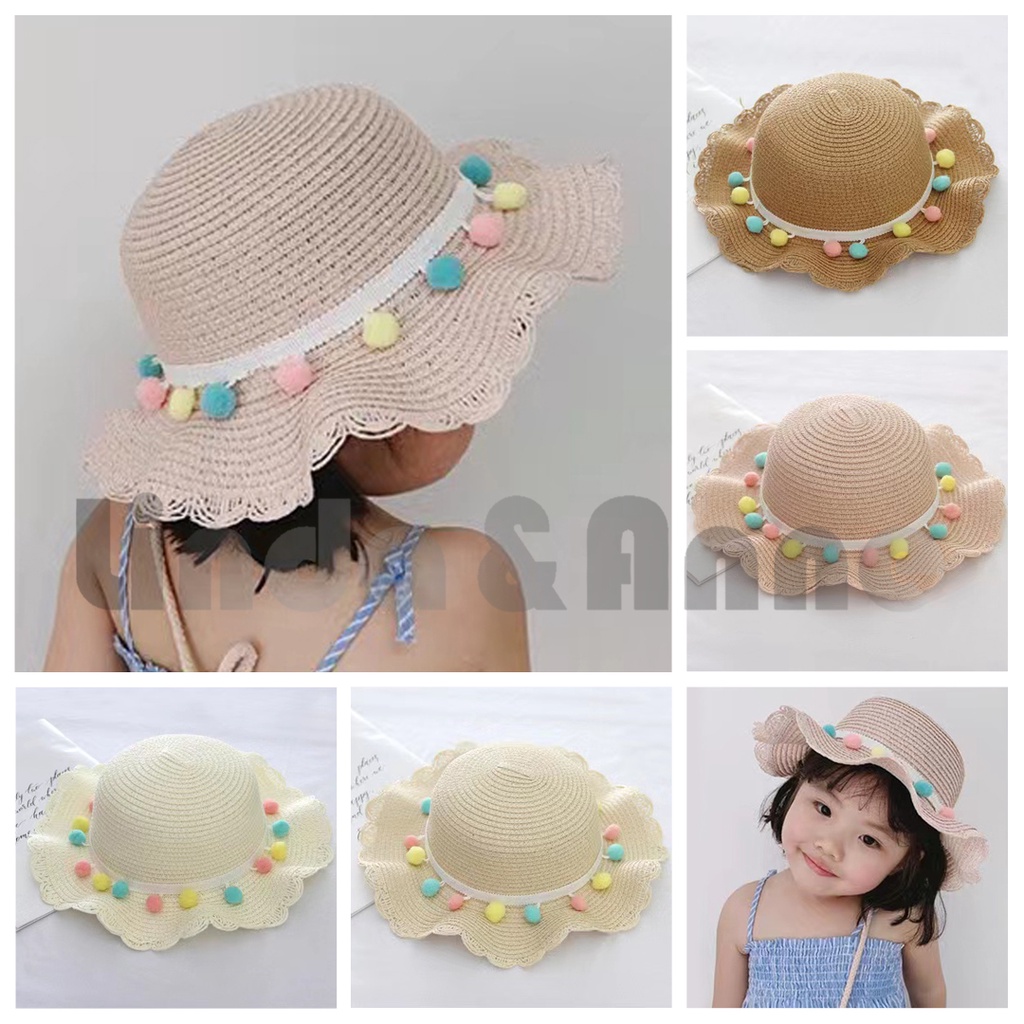 Topi Pantai Anak-Anak Bahan Jerami Musim Panas Korean Fashion Kids