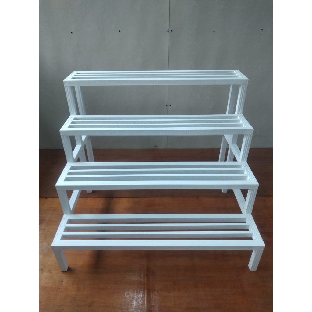 4 Tingkat 1 Meter/Rak Hollow Baja Ringan/Rak Pot Bunga/Rak Sepatu 4 Susun/Standing Pot Besi/Rak Bung