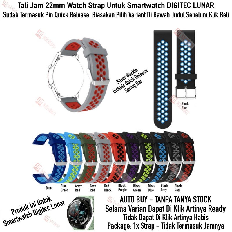 NSB Tali Jam 22mm Watch Strap Smartwatch Digitec Lunar - Rubber Sporty Silikon