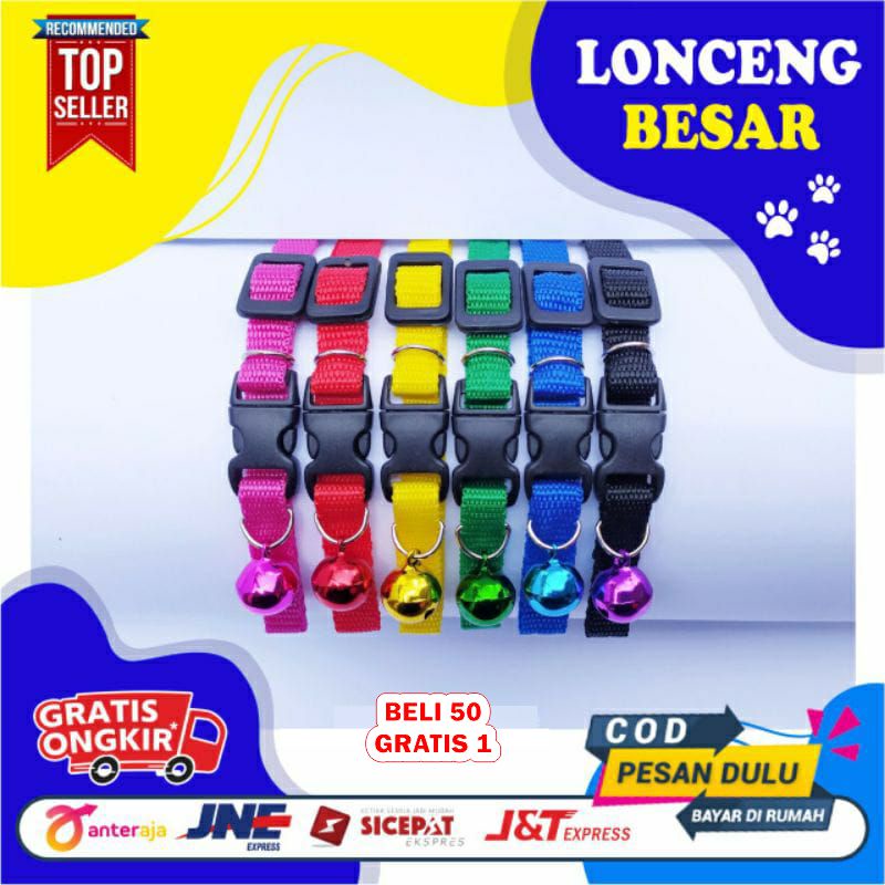 Kalung kucing POLOS TEBAL + LONCENG BESAR