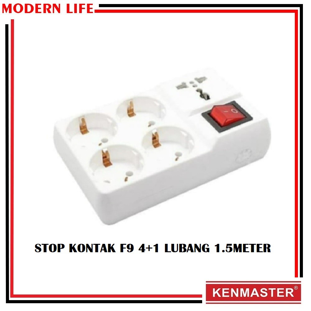 Stop Kontak F9 4+1 Lubang / Kenmaster Stop Kontak Listrik 1.5M Switch